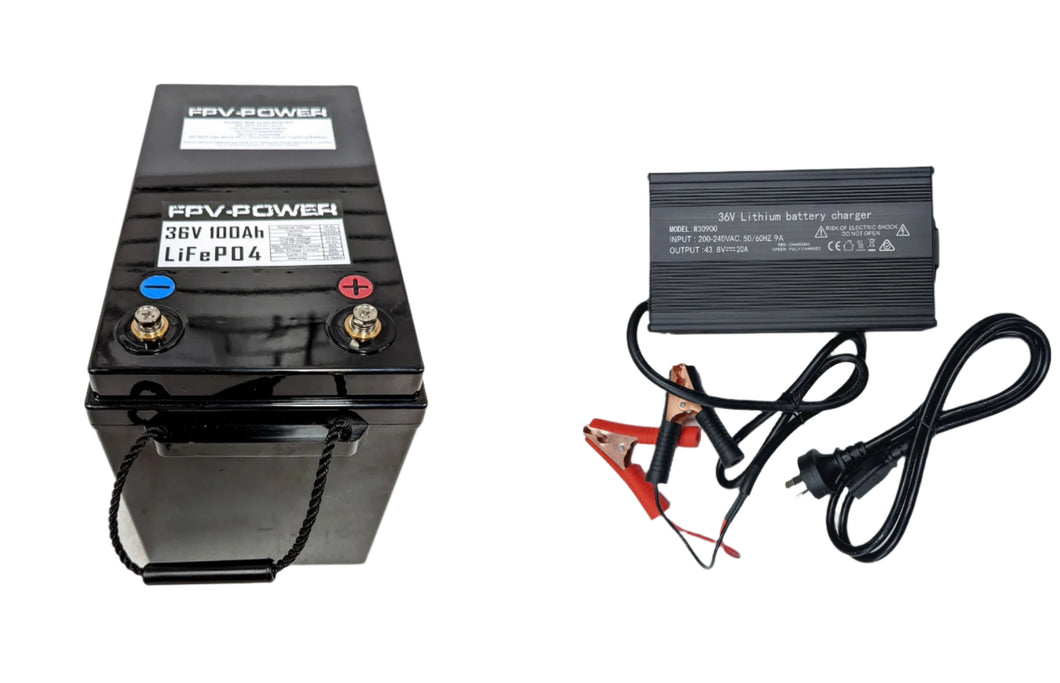 LiFePo4 36v 100ah + 20A Charger