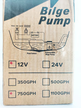 Load image into Gallery viewer, Bilge Pump 750GPH with outlet Port
